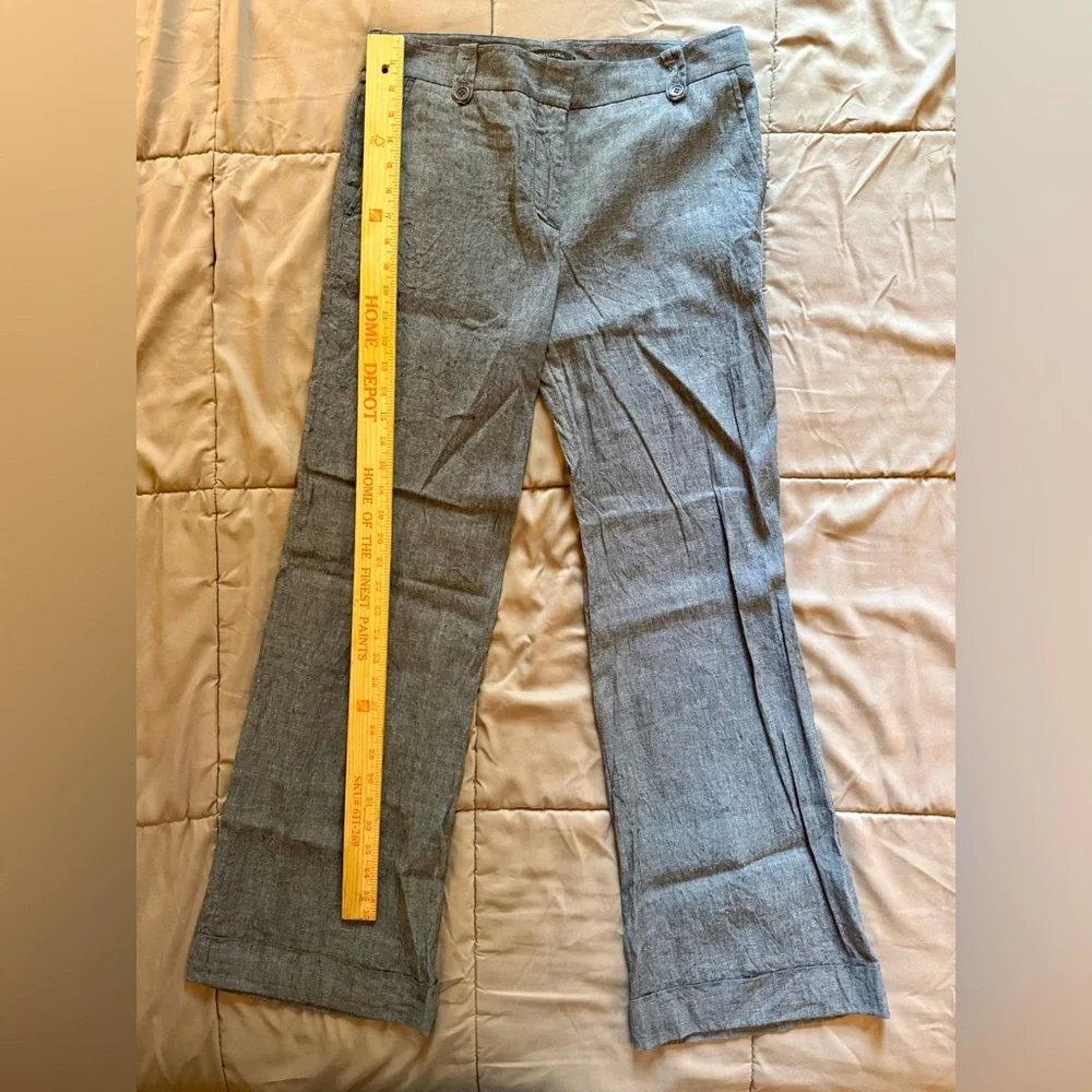 BCBG Max Azria women's Gray Denim- looking Linen Wide-Leg Pants, size 8 GUC - Picture 7 of 8